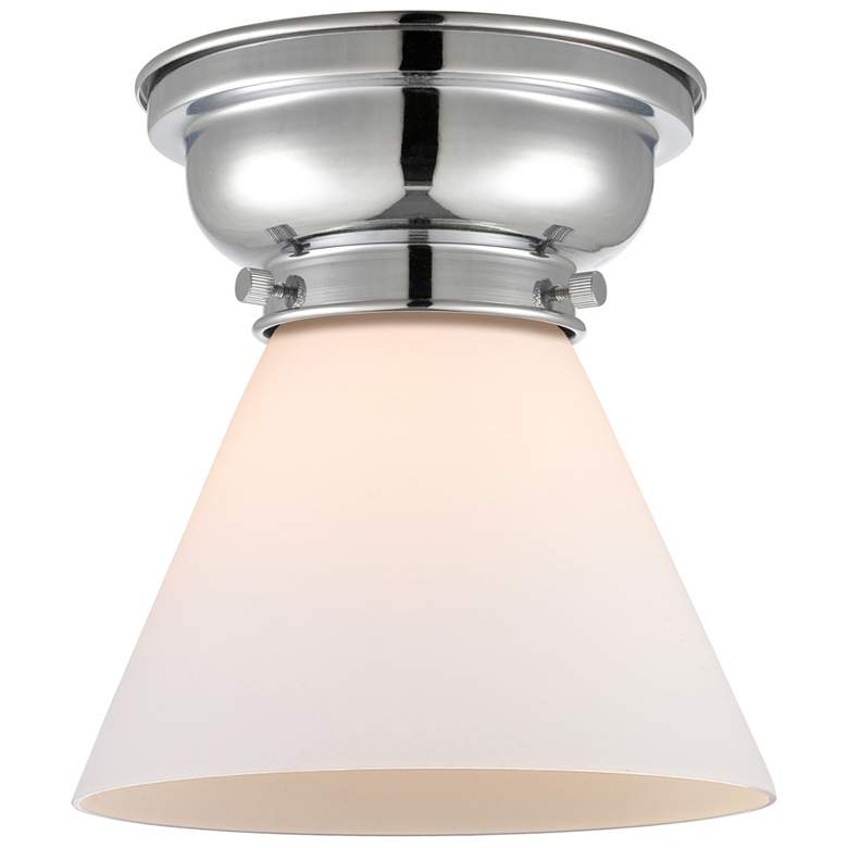 Image 1 Aditi Cone 8" Polished Chrome Flush Mount w/ Matte White Shade