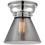 Aditi Cone 8" Polished Chrome Flush Mount w/ Plated Smoke Shade