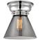 Aditi Cone 8" Polished Chrome Flush Mount w/ Plated Smoke Shade
