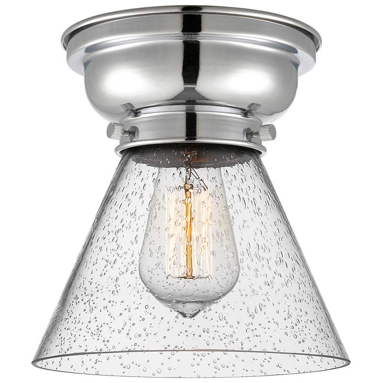 Image 1 Aditi Cone 8" Polished Chrome Flush Mount w/ Seedy Shade