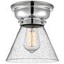 Aditi Cone 8" Polished Chrome Flush Mount w/ Seedy Shade