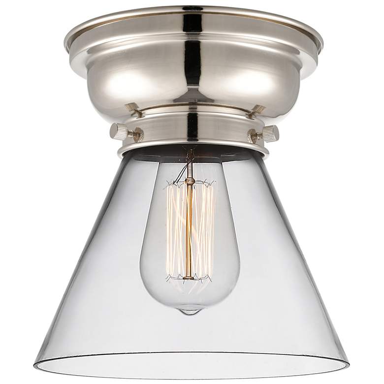 Image 1 Aditi Cone 8" Polished Nickel Flush Mount w/ Clear Shade