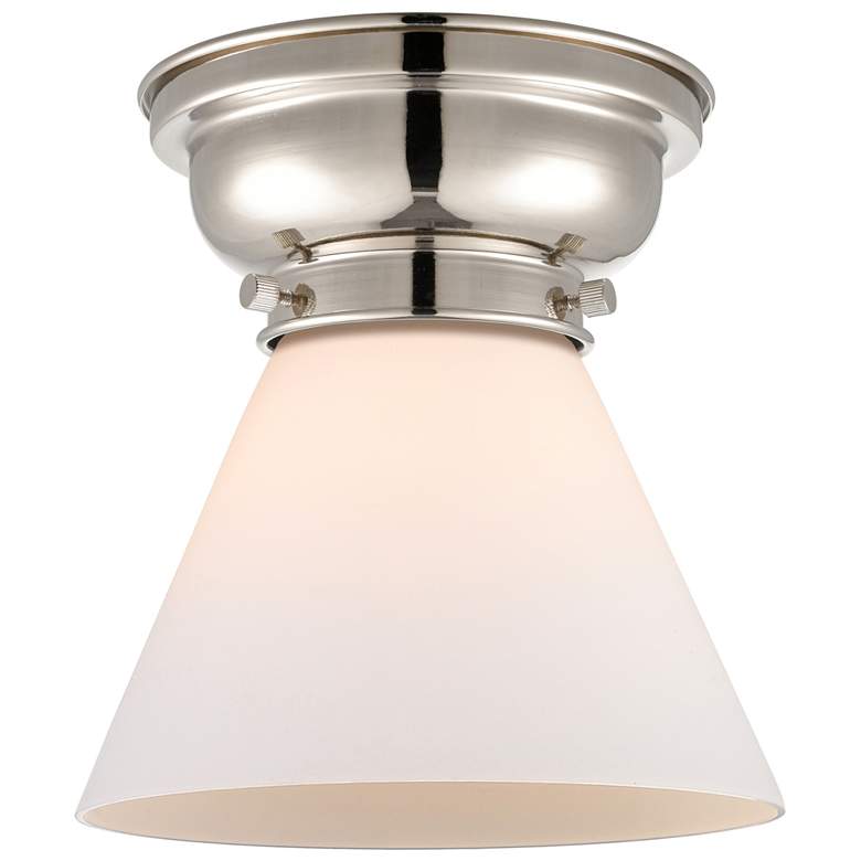 Image 1 Aditi Cone 8" Polished Nickel Flush Mount w/ Matte White Shade
