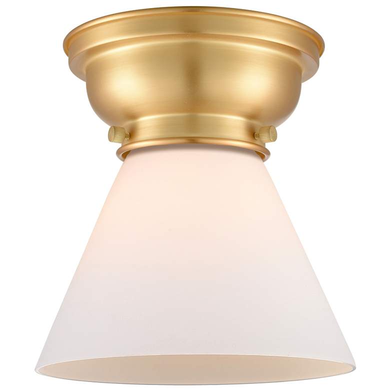 Image 1 Aditi Cone 8" Satin Gold Flush Mount w/ Matte White Shade