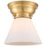Aditi Cone 8" Satin Gold Flush Mount w/ Matte White Shade
