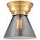 Aditi Cone 8" Satin Gold Flush Mount w/ Plated Smoke Shade