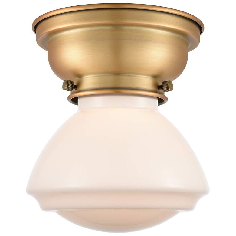 Image 1 Aditi Olean 6.75" Wide Brushed Brass Flush Mount With Matte White Shad