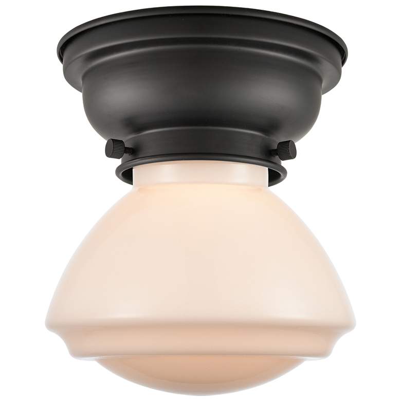 Image 1 Aditi Olean 6.75" Wide Matte Black Flush Mount With Matte White Shade