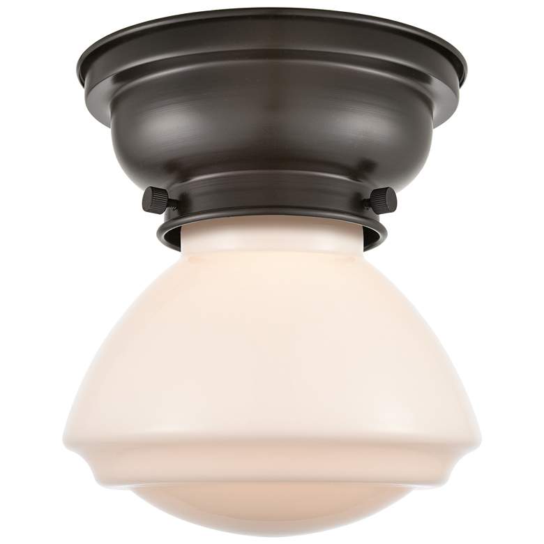 Image 1 Aditi Olean 6.75" Wide Oil Rubbed Bronze Flush Mount With Matte White