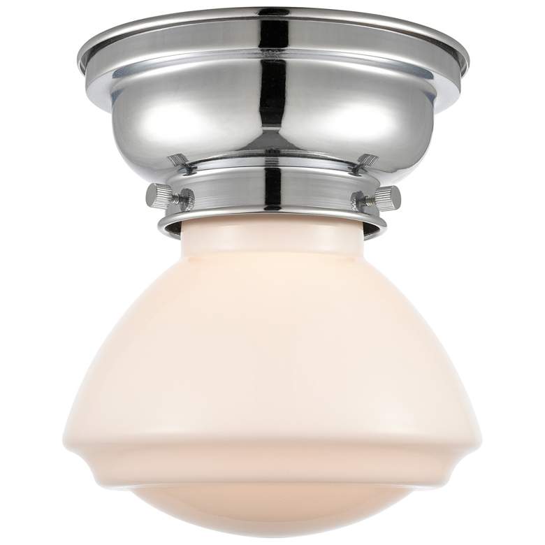 Image 1 Aditi Olean 6.75" Wide Polished Chrome Flush Mount With Matte White Sh