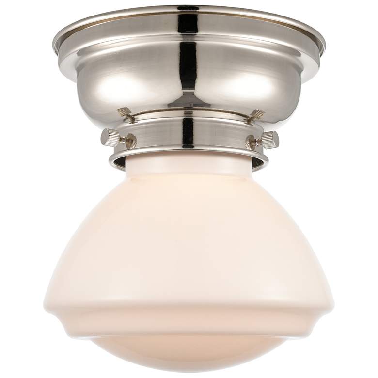 Image 1 Aditi Olean 6.75" Wide Polished Nickel Flush Mount With Matte White Sh