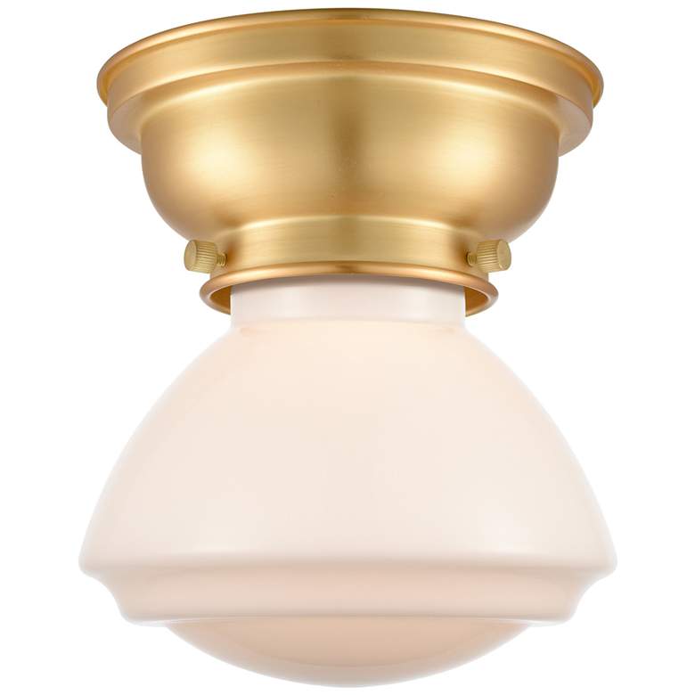 Image 1 Aditi Olean 6.75" Wide Satin Gold Flush Mount With Matte White Shade