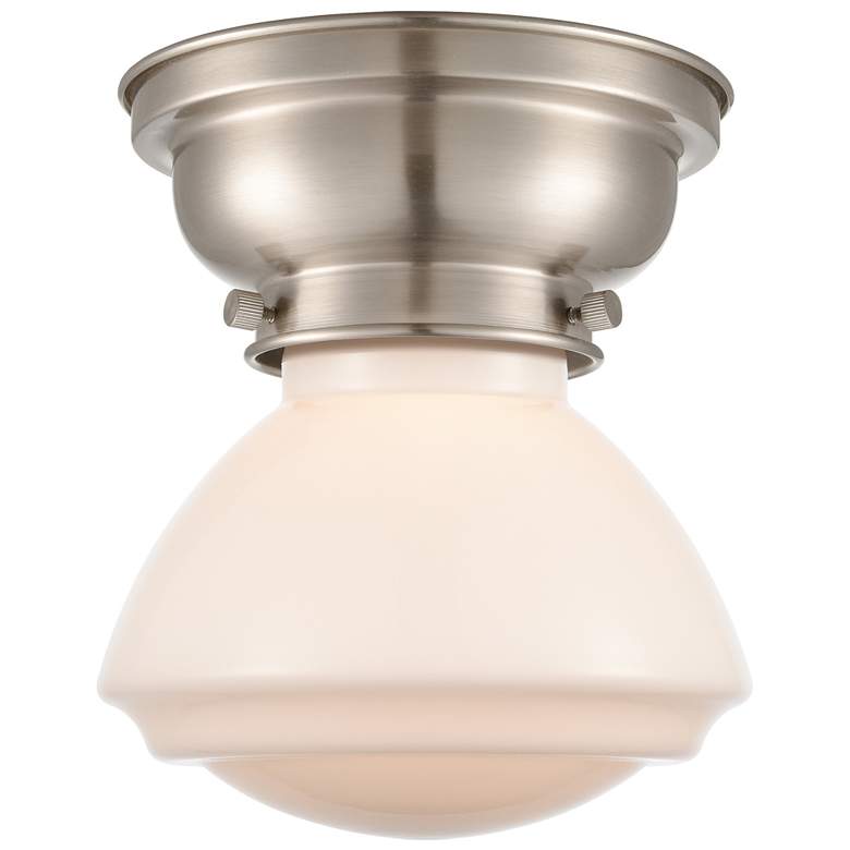 Image 1 Aditi Olean 6.75"W Brushed Satin Nickel Flush Mount w/ Matte White Sha