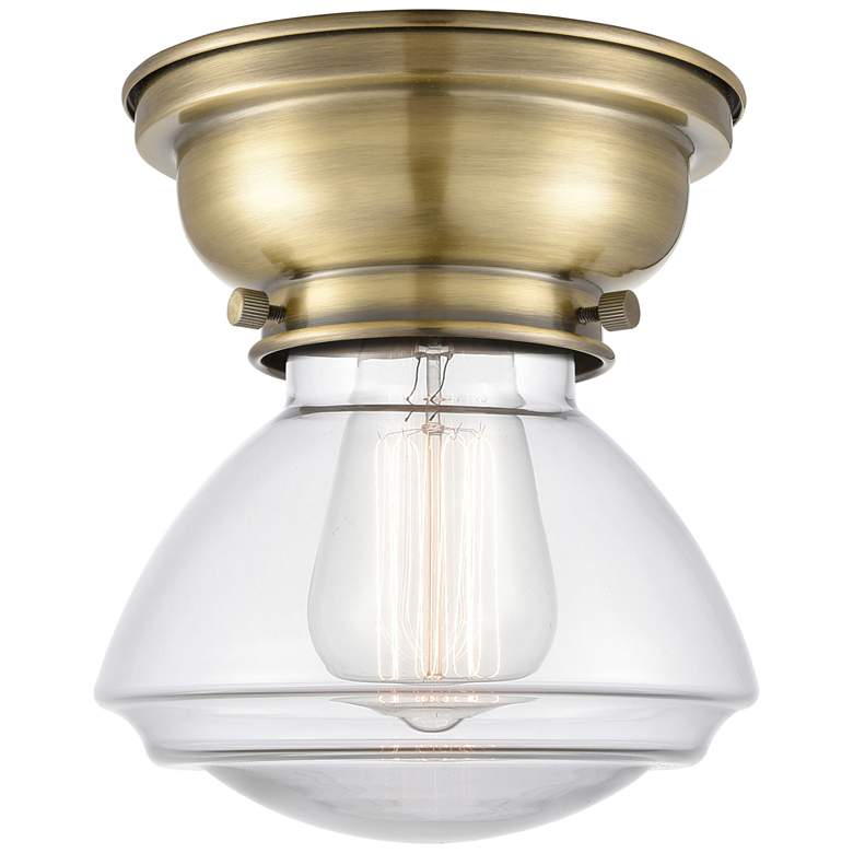 Image 1 Aditi Olean 7" Antique Brass Flush Mount w/ Clear Shade
