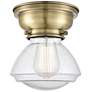 Aditi Olean 7" Antique Brass Flush Mount w/ Seedy Shade