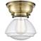 Aditi Olean 7" Antique Brass Flush Mount w/ Seedy Shade