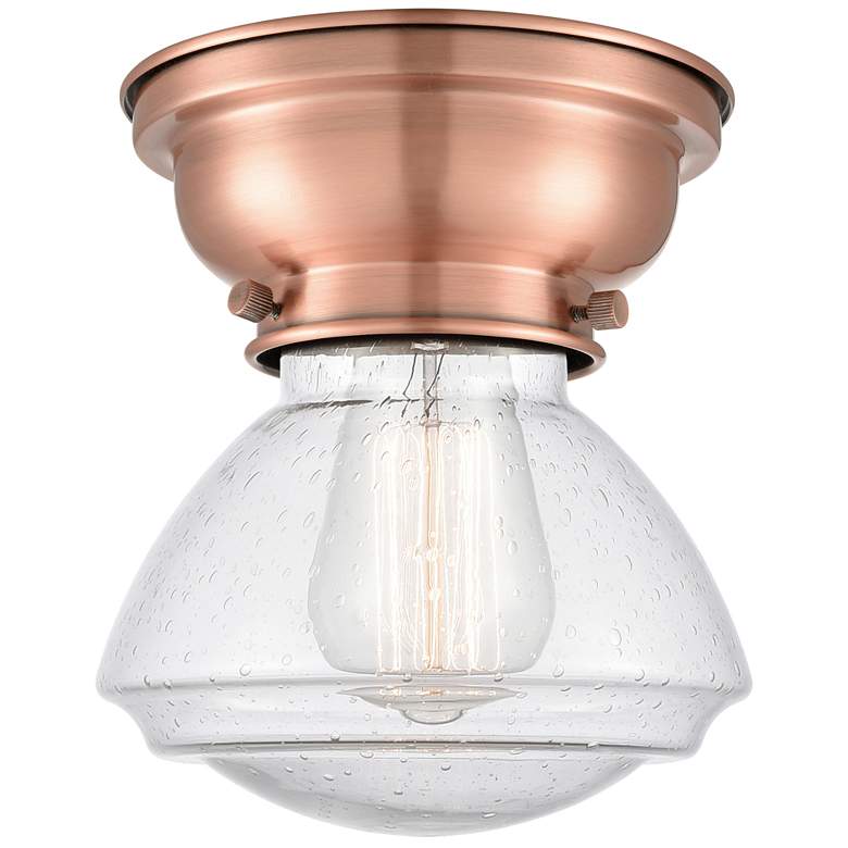 Image 1 Aditi Olean 7" Antique Copper Flush Mount w/ Seedy Shade