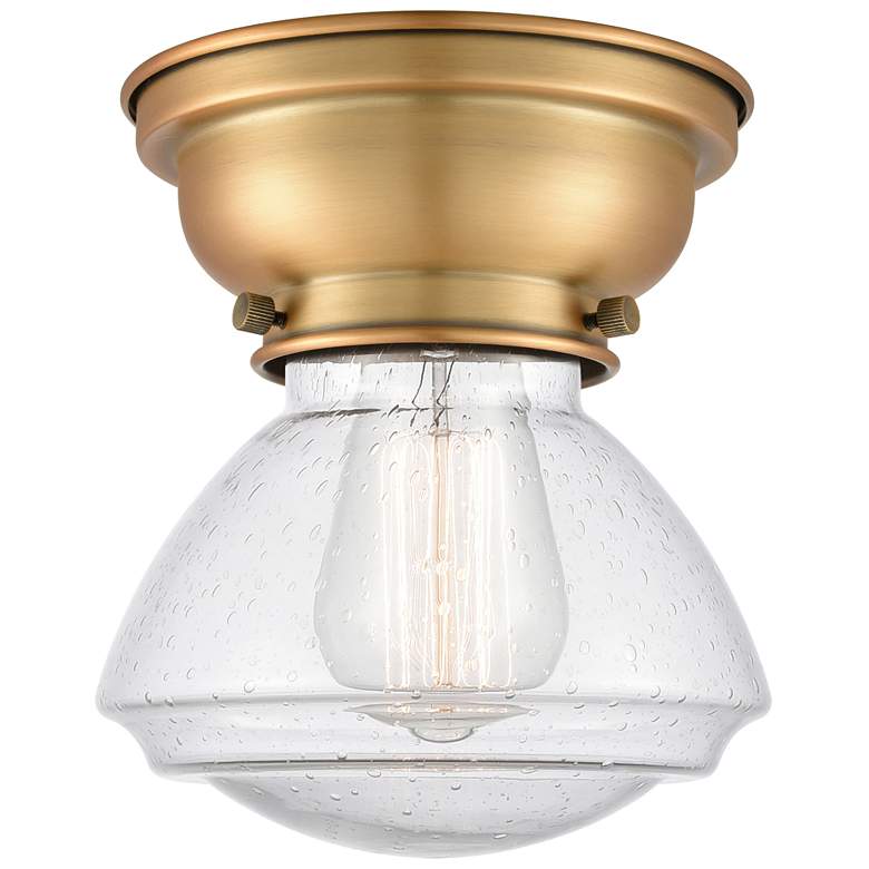 Image 1 Aditi Olean 7" Brushed Brass Flush Mount w/ Seedy Shade