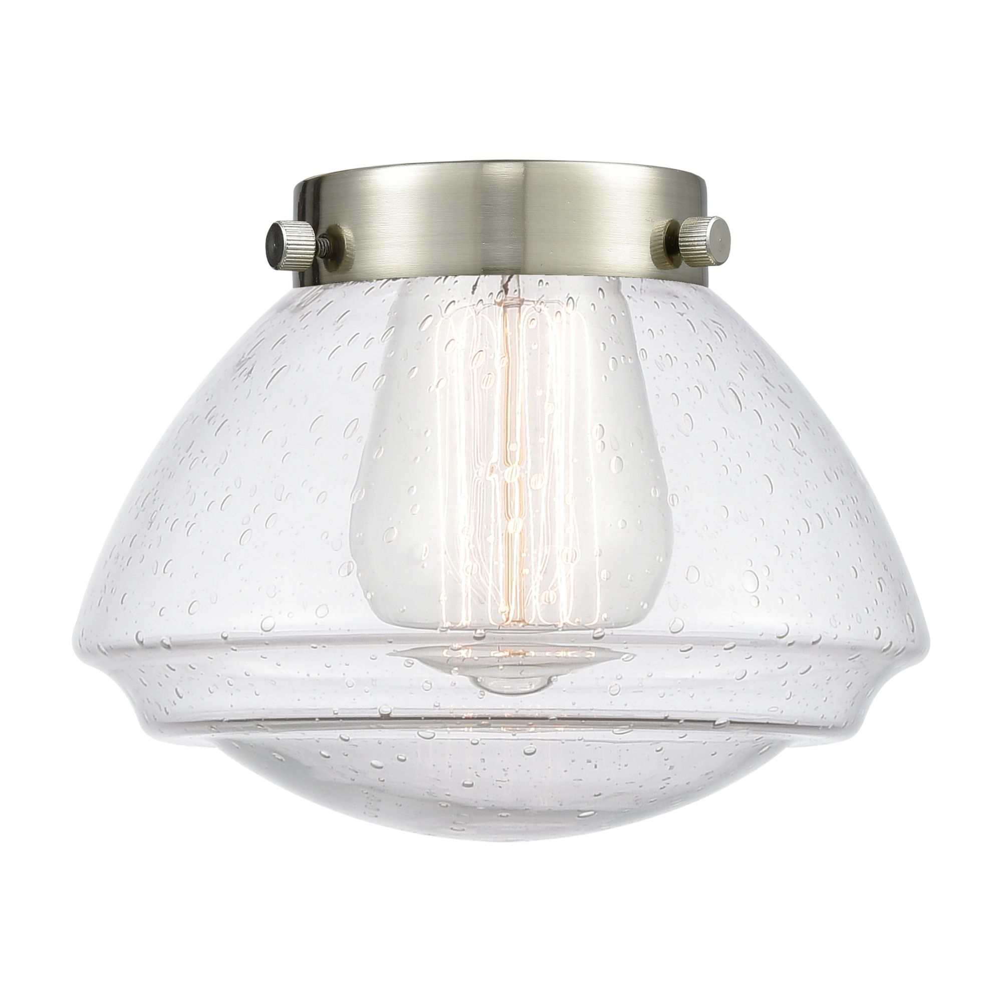 Image 3 Aditi Olean 7" Brushed Satin Nickel Flush Mount w/ Seedy Shade more views