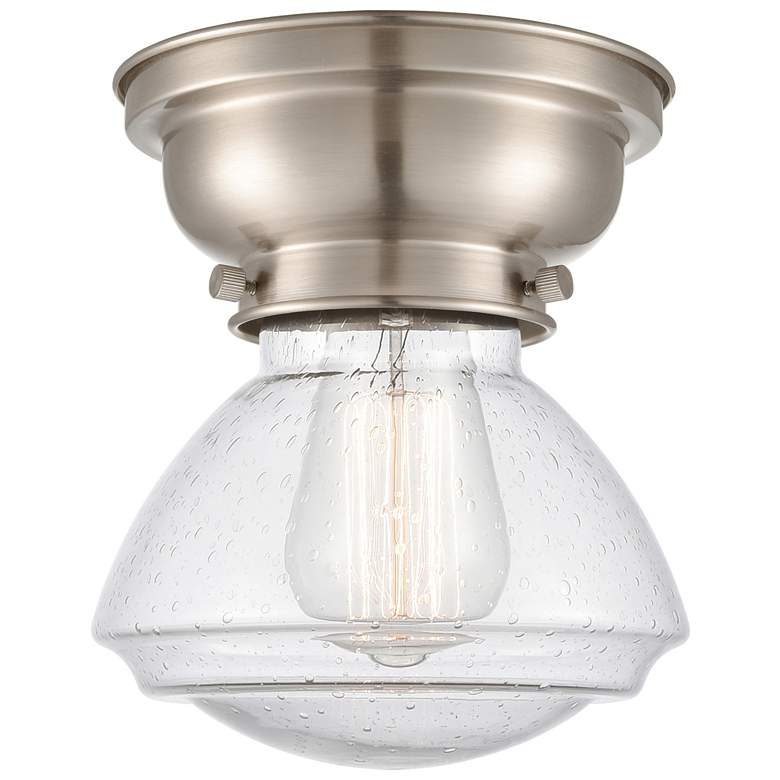 Image 1 Aditi Olean 7" LED Flush Mount - Brushed Satin Nickel - Seedy Shade