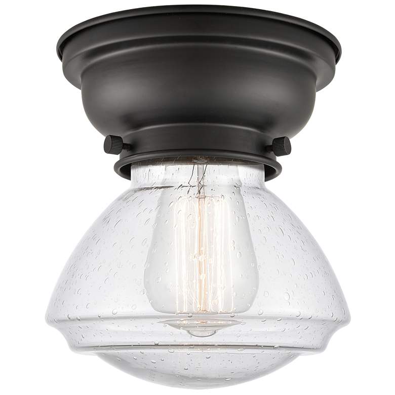 Image 1 Aditi Olean 7" Matte Black Flush Mount w/ Seedy Shade