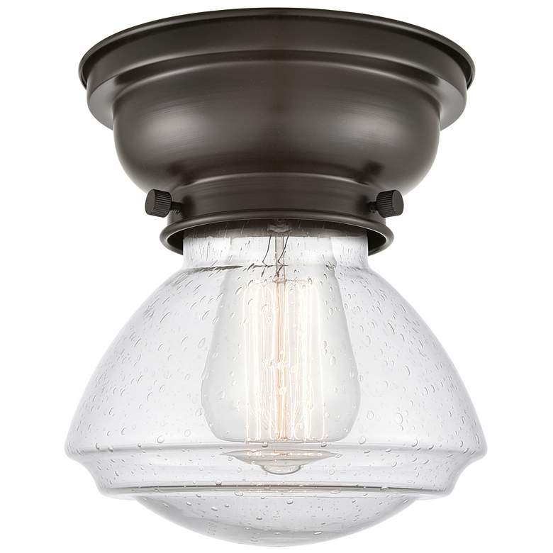 Image 1 Aditi Olean 7" Oil Rubbed Bronze Flush Mount w/ Seedy Shade