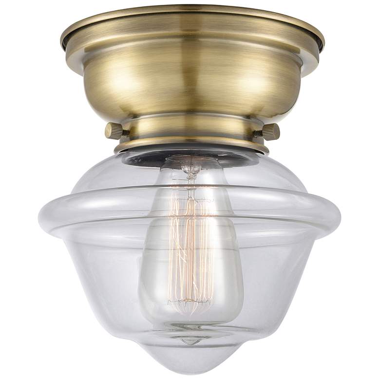 Image 1 Aditi Oxford 8" Antique Brass Flush Mount w/ Clear Shade