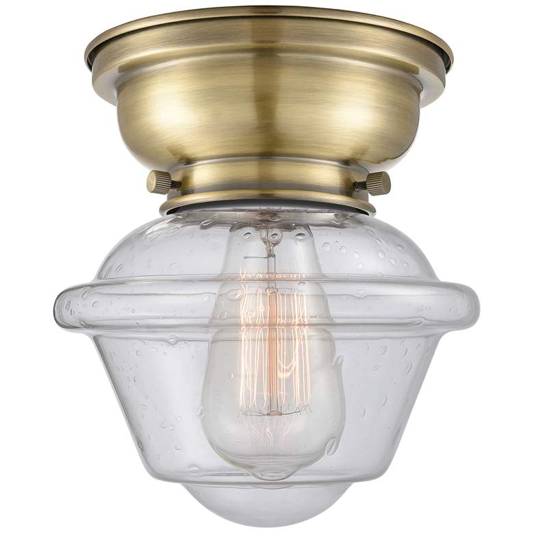 Image 1 Aditi Oxford 8" Antique Brass Flush Mount w/ Seedy Shade