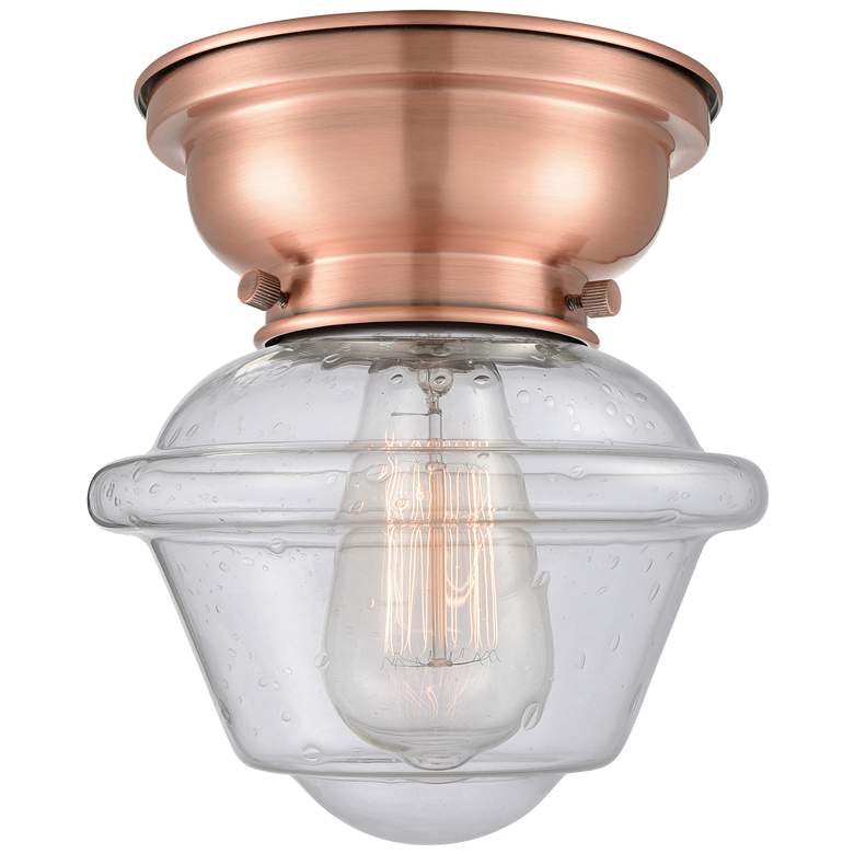 Image 1 Aditi Oxford 8" Antique Copper Flush Mount w/ Seedy Shade