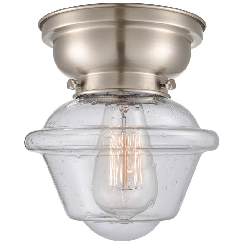 Image 1 Aditi Oxford 8" Brushed Satin Nickel Flush Mount w/ Seedy Shade