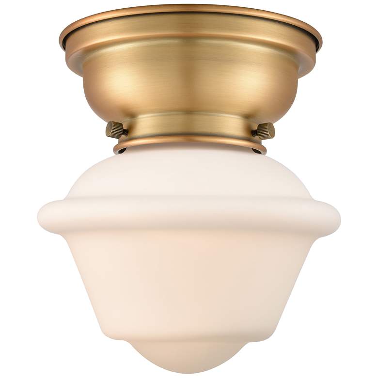Image 1 Aditi Oxford 8" LED Flush Mount - Brushed Brass - Matte White Shade