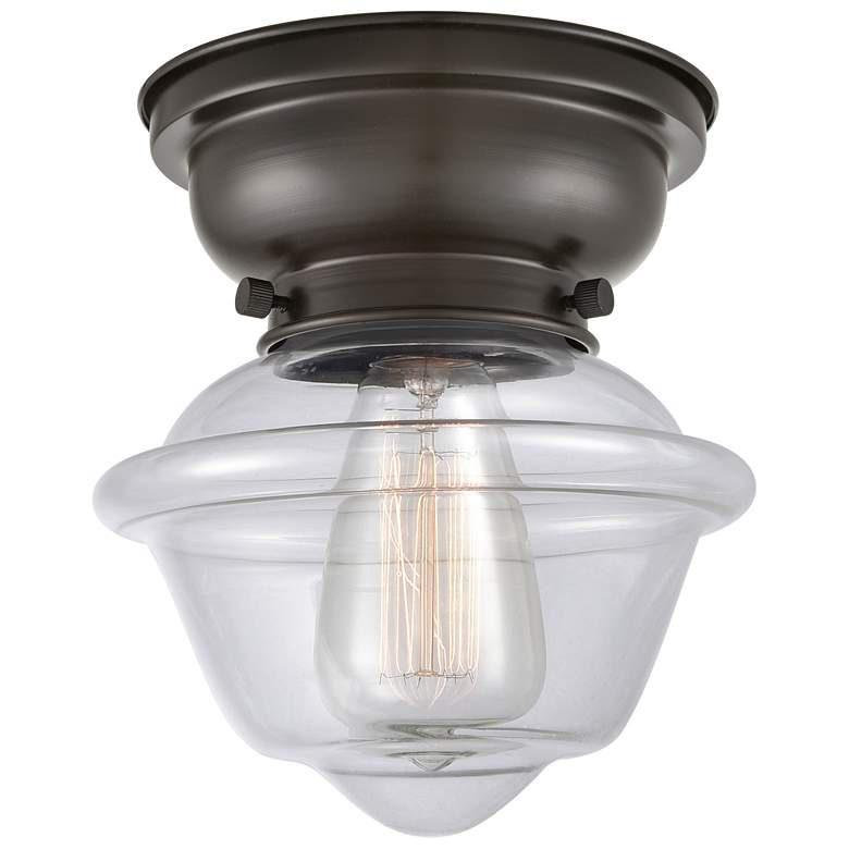 Image 1 Aditi Oxford 8" Oil Rubbed Bronze Flush Mount w/ Clear Shade