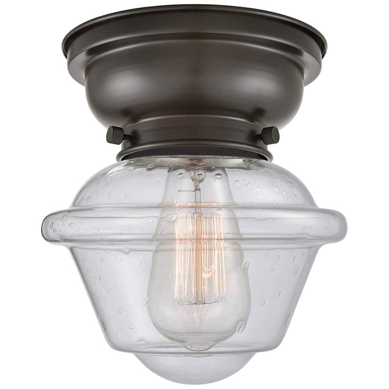 Image 1 Aditi Oxford 8" Oil Rubbed Bronze Flush Mount w/ Seedy Shade