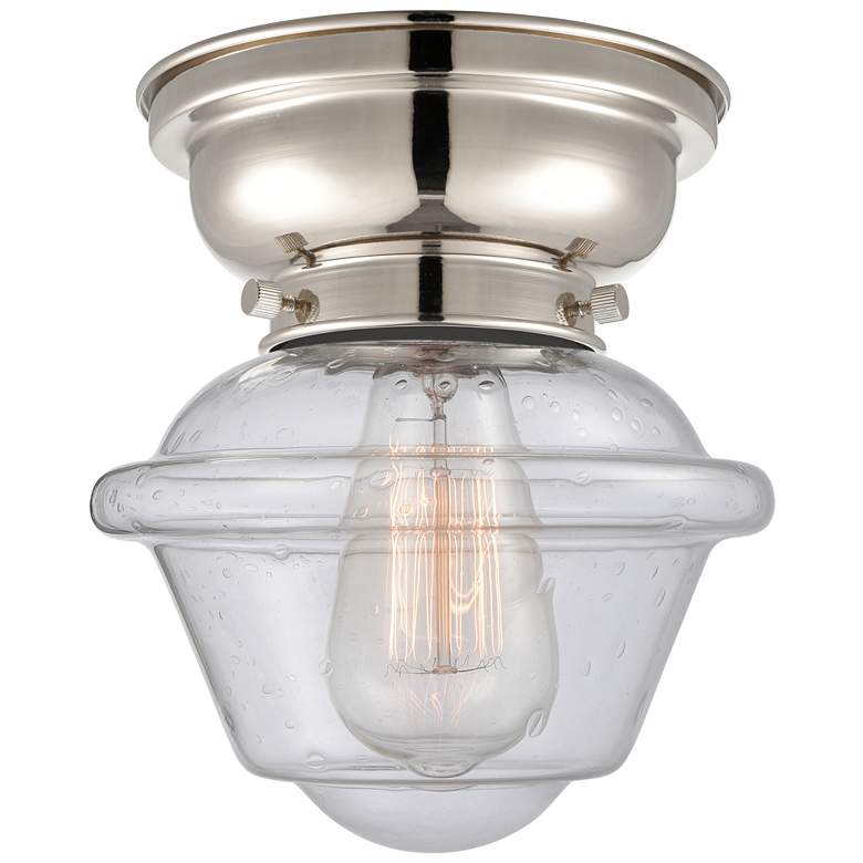 Image 1 Aditi Oxford 8" Polished Nickel Flush Mount w/ Seedy Shade