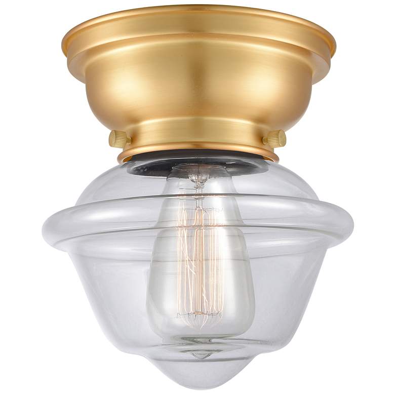 Image 1 Aditi Oxford 8" Satin Gold Flush Mount w/ Clear Shade