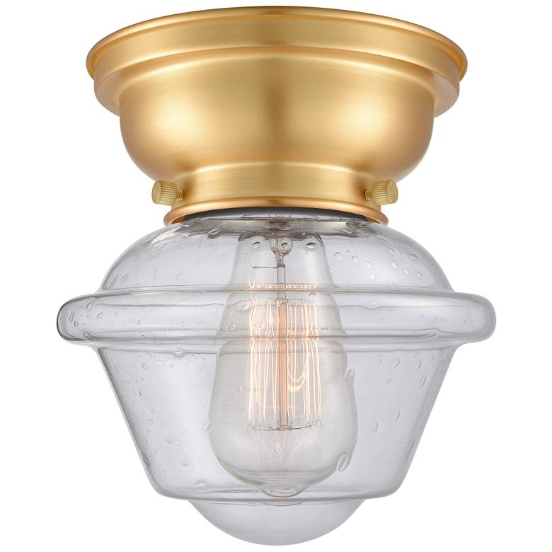 Image 1 Aditi Oxford 8" Satin Gold Flush Mount w/ Seedy Shade