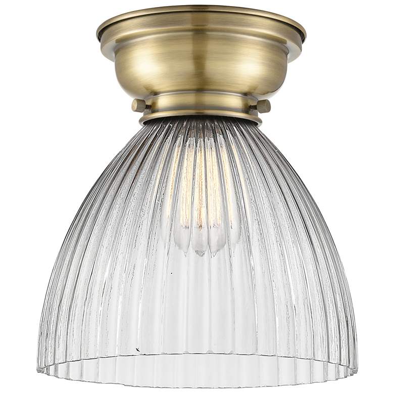 Image 1 Aditi Seneca Falls 10" Antique Brass Flush Mount w/ Halophane Shade