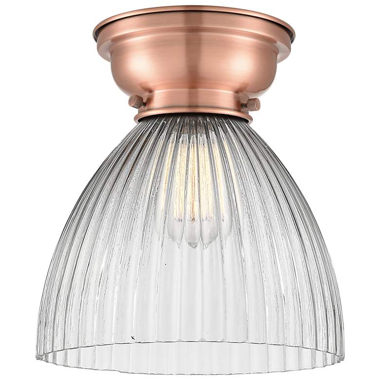 Image 1 Aditi Seneca Falls 10" Antique Copper Flush Mount w/ Halophane Shade