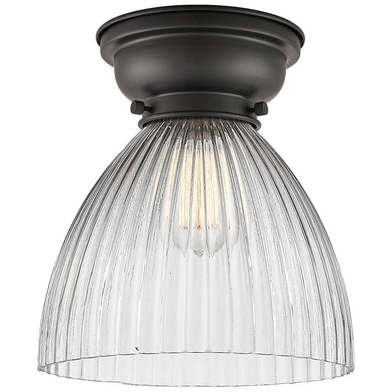 Image 1 Aditi Seneca Falls 10" Matte Black Flush Mount w/ Halophane Shade