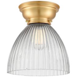 Aditi Seneca Falls 10" Satin Gold Flush Mount w/ Halophane Shade