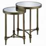 2_Aditya 18" Wide Brass and Mirrored Nesting End Tables Set of 2