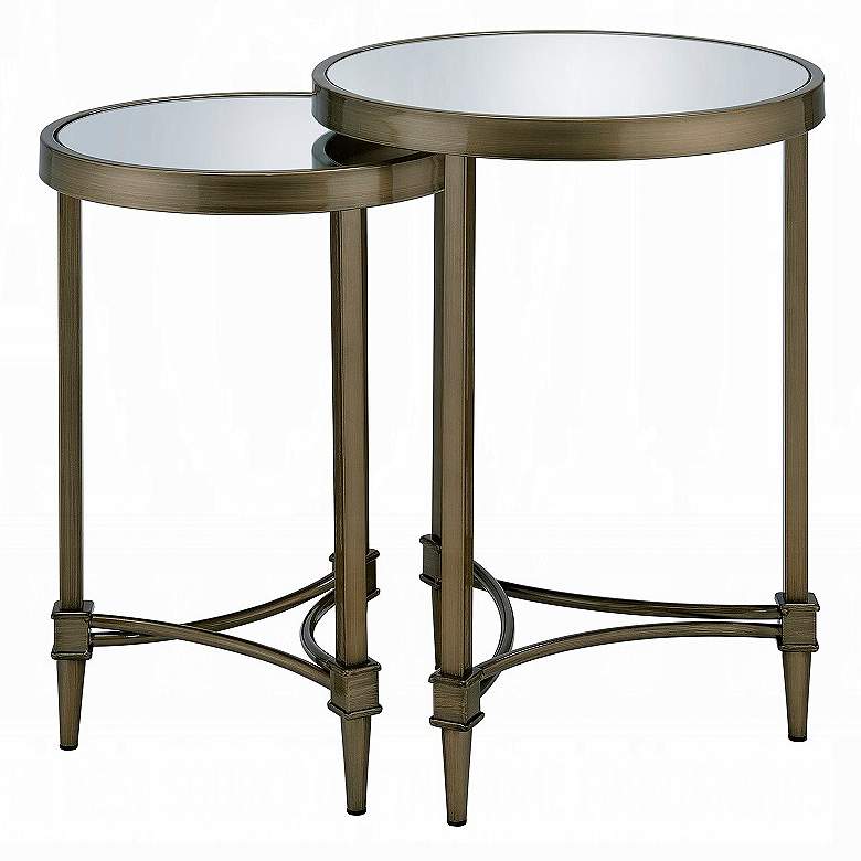 Image 3 Aditya 18" Wide Brass and Mirrored Nesting End Tables Set of 2 more views