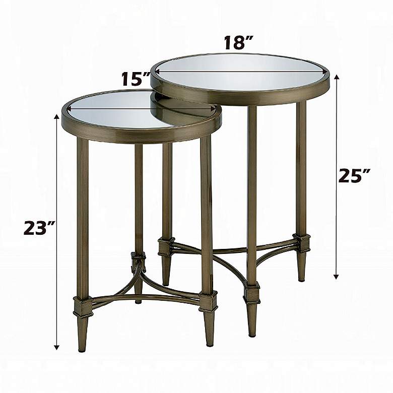 Image 4 Aditya 18" Wide Brass and Mirrored Nesting End Tables Set of 2 more views