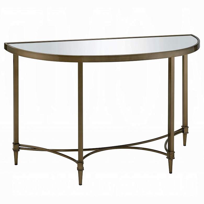 Image 2 Aditya 47" Wide Brass and Mirrored Console Table with Wall Mirror