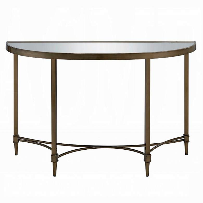 Image 3 Aditya 47" Wide Brass and Mirrored Console Table with Wall Mirror more views