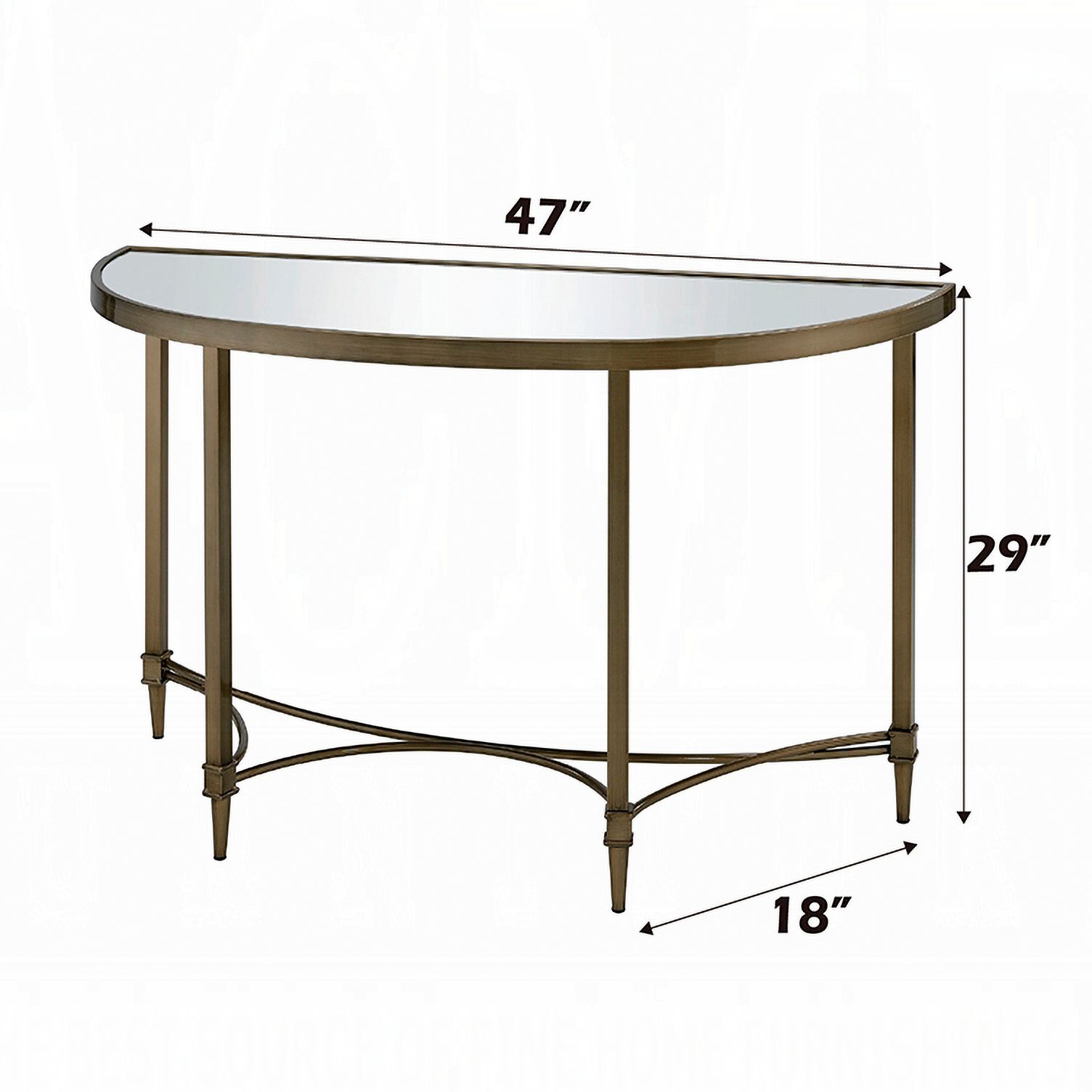 Image 7 Aditya 47" Wide Brass and Mirrored Console Table with Wall Mirror more views