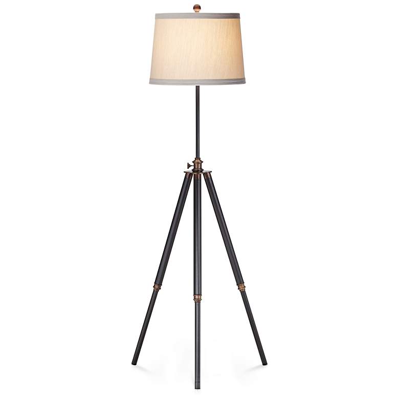 Image 2 Adjustable Height Antique Bronze Tripod Floor Lamp