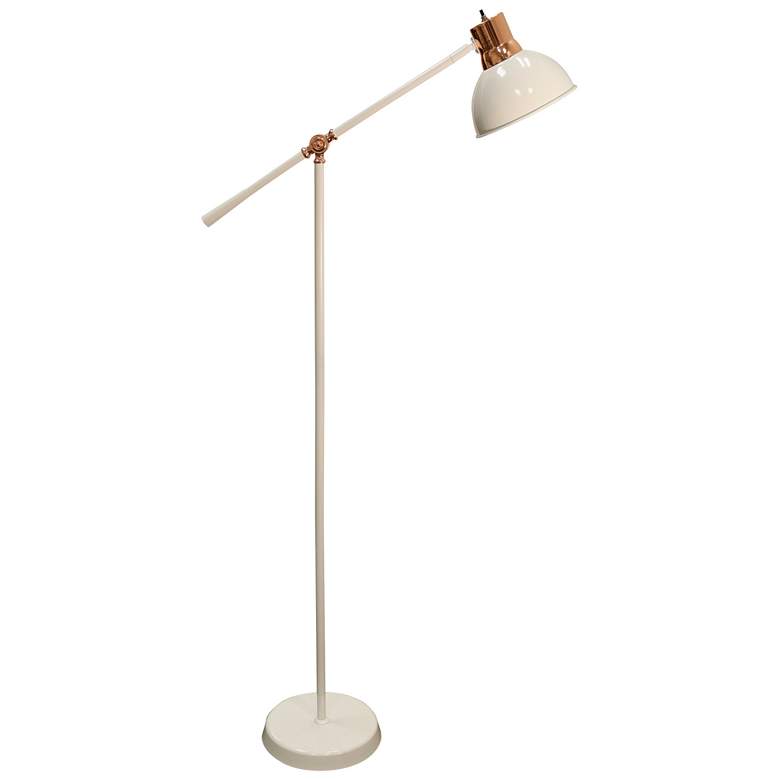 Image 1 Adjustable Metal Copper &amp; White Floor Lamp With White Metal Shade