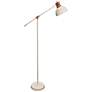 Adjustable Metal Copper &amp; White Floor Lamp With White Metal Shade