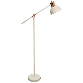 Image2 of Adjustable Metal Copper & White Floor Lamp With White Metal Shade